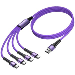 Kalanka-Câble Usb C, Qc 3.0 Câble Usb Type C Charge Synchro Ultime Rapide Nylon Tressé Chargeur 4 Usb C Connecteur Pour Iphone 15, Samsung Galaxy S24 S23 S20 S10, Note 20, Huawei, Sony, Lg, Xiaomi-1. - Neuf