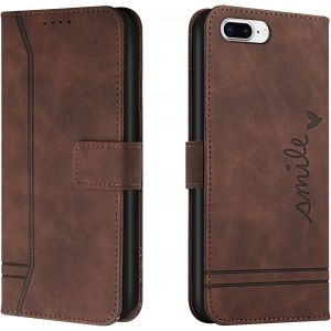 Kal-Coque Pour Iphone 8 Plus/Iphone 7 Plus, Protection Portefeuille Etui À Rabat Housse En Cuir Pu Avec Antichoc Tpu Magnétique Flip Pochette Housse Pour Iphone 8 Plus/7 Plus (5,5 Pouces) (Braun) - Neuf