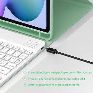Coque Clavier Pour Samsung Tab S6 Lite 2024/2022 10.4"", Azerty Fran&ccedil;ais Clavier Bluetooth D&eacute;tachable Pour Samsung Galaxy Tab S6 Lite 10.4"" 2024, Vert Clair - Neuf