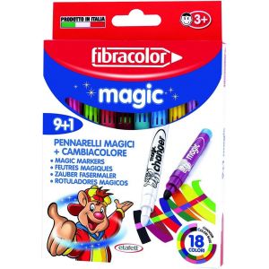 KALANKA-FIBRACOLOR Magic Lot de 9 feutres avec encre magique pointe grossière + 1 marqueur changeant de couleur - Neuf