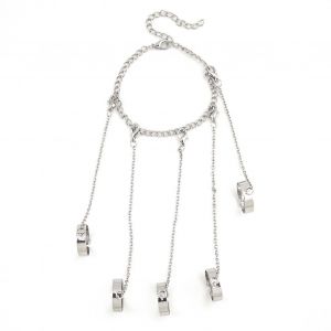 Bracelet A Anneaux En Chaine Style Punk Gothique Cool En Alliage D'argent Empilable Et Reglable - Neuf
