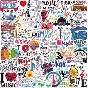 Lot de 50 autocollants graffiti musicaux pour ordinateur portable, voiture, moto, vélo, casque, skateboard, guitare, bouteille d'eau, décoration cool, cadeaux - Neuf