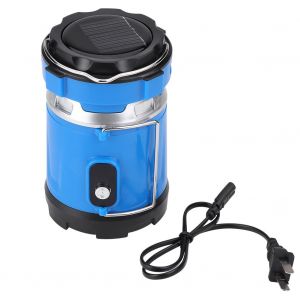 Lanterne De Camping Retractable, Lampe Solaire Rechargeable A Led Avec Cable De Chargement, Bleu - Neuf