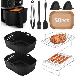 Lot de 14 Air Fryer Accessoires Set,2 Pièces Moule Silicone Air Fryer pour Ninja Double Stack XL SL400EU,Moule Accessoires Airfryer pour Foodi Max Dual Zone 9.5l AF400EU AF300EU 7.5L - Neuf