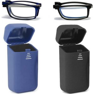 (Bleu, Noir) 2 Paires De Lunettes De Lecture Pliables 3,00, Portables, Faciles &Agrave; Transporter, Pliables, Bloquant La Lumi&egrave;re Bleue, Avec &Eacute;tui &Agrave; Lunettes - Neuf