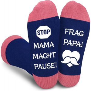 Jgd-Chaussettes Cadeau Maman 38-41 Chaussettes Antid&eacute;rapantes En Coton Avec Inscription En Allemand &laquo; Mama Macht Pause ! Frag Papa! &raquo; Cadeau De F&ecirc;te Des M&egrave;res Cadeau D'anniversaire Pour Femme - Neuf