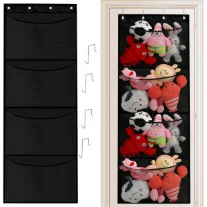 KALANKA-Rangement Suspendu,Range Peluche Enfant,Filet Peluche &agrave; Suspendre Avec 4 Poches,Organisateur De Rangement Suspendu Rangements Porte - Neuf