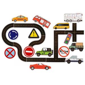 Coffret de jouets de bain moussants sur le thème de la circulation avec sac de rangement ¿ 23 personnages flottants pour un bain amusant - Neuf