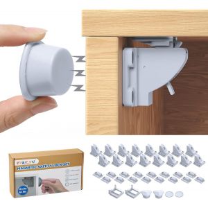 S&eacute;curit&eacute; B&eacute;b&eacute; Placard Bloqu&eacute; Porte Magnetique,S&eacute;curit&eacute; Enfant Tiroir Armoires Verrous Magn&eacute;tique Cabinet Installation Facile (16 Serrures) - Neuf