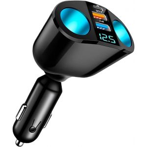JGD-Chargeur Allume-Cigare Double Prises USB 12V/24V, Chargeur USB Type C Rapide PD 30W/QC3.0 2.4A, 120W Allume-Cigare pour iPh-One, IP-ad, Android, GPS, Dash Cam, Tablette, Charge Rapide Multifoncti - Neuf
