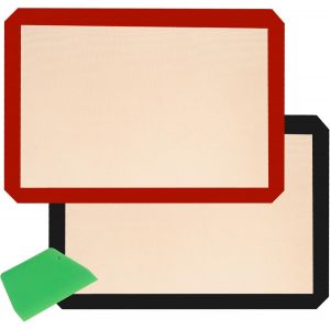 AYUHR-Tapis de cuisson en silicone de 40×30 cm (lot de 2), feuille de cuisson antiadhésive en silicone,antidérapant, sous-couche de cuisson résistante à la chaleur, tapis de cuisson avec découpe-pâte - Neuf