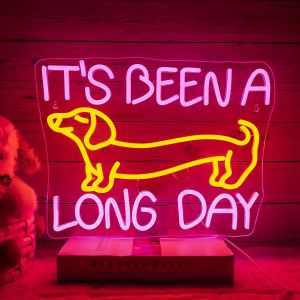 It's Been A Long Day Enseigne Au Néon Chien Saucisse Rose Jaune Enseigne Au Néon Lettres Led Néon Saucisse Chien Enseigne Au Néon Chien Led Signe Pour Club Fête Chambre Anniversaires Bar - Neuf