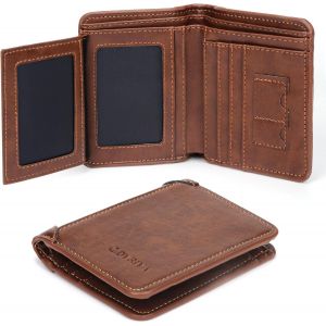 Portefeuille Pour Homme En Cuir, Porte Monnaie Noir Classique, 11 Fentes Pour Cartes, Rangement Pour Cartes Format Portrait, Carte De Cr&eacute;dit Billets Cb Cadeau, Sd/Sim (Marron) - Neuf