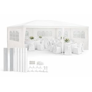 Kinzo Tonelle De Jardin 3x6 M - Tente Pour 70 Personnes - Pavillon Avec 6 Parois Lat&eacute;raleset Et Hauteur Au Fa&icirc;te De 2,5 M - &Eacute;tanche Et R&eacute;sistante Aux Uv - Blanc - Neuf