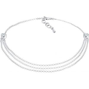 Femme Bracelet De Cheville Solitaire D'été Cristaux 925 Argent - 22cm - Neuf