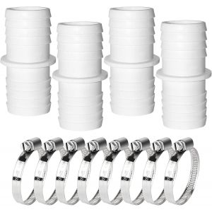 Lot de 4 raccords de tuyau de piscine de 38 mm à 38 mm-Avec 4 colliers de serrage en acier inoxydable - Neuf