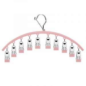 pince &agrave; chaussettes rose en acier inoxydable avec 10 pinces, s&eacute;choir &agrave; linge multifonctionnel - Neuf