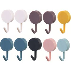 Crochet Adh&eacute;sif Mural, 10 Pi&egrave;ces Petites Color&eacute;s Crochets Muraux Sans Percer ni clous, Pour Accroche Salle de Bain, Cuisine, Plafond, Accrocher, Mural, Porte, Peignoirs, Porte Serviette - Neuf