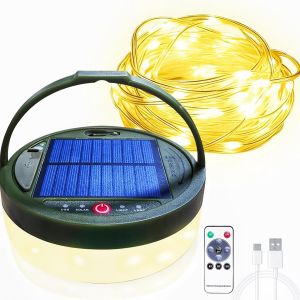 Jgd-Guirlande Lumineuse De Camping, 12m Guirlande Lumineuse Camping Solaire Ext&eacute;rieur Et Int&eacute;rieur, 3600mah Rechargeable Guirlande Lumineuse Escamotable Pour Camping, Cour, Jardin,Randonn&eacute;, No&euml;l - Neuf