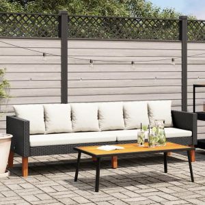Prolenta Premium - Canap&eacute; De Jardin &Agrave; 3 Places Avec Coussins R&eacute;sine Tress&eacute;e Noir - Neuf