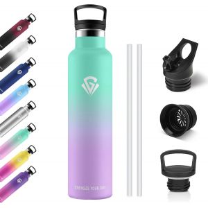 Gourde Isotherme 1l, Bouteille Isotherme Acier Inoxydable, Bouteille D'eau Étanche, Sans Bpa, Gourde Inox Avec Paille, , Gourde Pour Enfant, Fitness, Randonnée, Camping, Cyclisme - Neuf