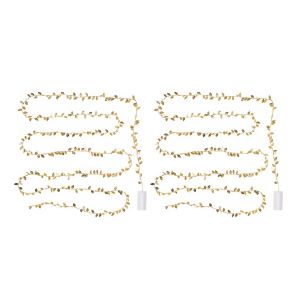 Lot De 2 Guirlandes Lumineuses De 2 M Avec 20 Led En Forme De Feuilles Dor&eacute;es Pour La D&eacute;coration De La Maison Et Des Mariages - Neuf