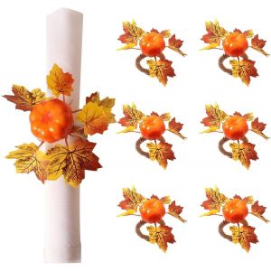 Automne, Citrouille Ronds De Serviette, 6 Pcs De L'action De Grâces De La Feuille D'érable Serviette De Boucles, De Citrouille Table Des Anneaux, La Décoration De Table Pour L'automne, Thanksgiving, Halloween, Mariage - Neuf