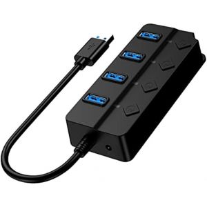 TTA-4 Ports Hub USB 3.0, 4 Ports USB 3.0 5Gbps Adaptateur Hub Voyants de Commutateurs d'alimentation Individuels avec Compatible avec Macbook, iMac, Notebook PC - Neuf