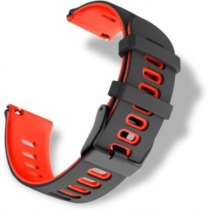 Bracelet Silicone Pour Largeur Pattes De Montre 20mm, Doux Et Confortable, Étanche, Bracelet De Remplacement Sport Pour Hommes Femmes - Noir Rouge - Neuf