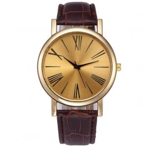 Simple &Agrave; La Mode Grand Cadran Entreprise Quartz Pu Bracelet Montre-Bracelet Montre(Dor&eacute;) - Neuf