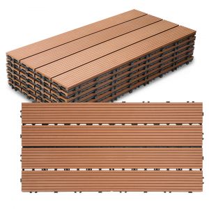 1m&sup2; Dalle Terrasse Bois Composite 30x60 cm, Rev&ecirc;tement de sol pour ext&eacute;rieur, Brun, Lot de 6 - Neuf