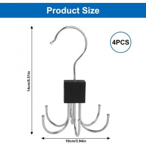 4 Pièces Porte Ceinture Pour Placard,Rangement Ceinture En Métal Rotatif À 360° Avec 6 Crochets Porte Cravate,Encombrante Cintre Porte Ceinture Pour Ceintures,Cravates,Écharpes Et Sac,Noir - Neuf