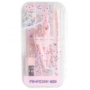 Ensemble De Boussole Et De Mathematiques 8 En 1 Pour Les Mathematiques, La Geometrie, Ensemble De Papeterie Pour Enfants 8 Pieces (Rose) 00037 Rose - Neuf
