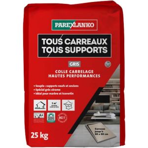 Colle carrelage Tous Carreaux Tous Supports Gris Neuf et rénovation Spécial grès cérame Adhérence haute performance 25kg - Neuf