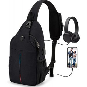 RFCBC-Sac de Poitrine Grande Capacité, Sacoche Homme Bandouliere Multi Poches, Sac à Bandoulière Imperméable, Sac Antivol pour Homme, pour les Voyages en Plein Air, la Randonnée, le Jogging etc - Neuf
