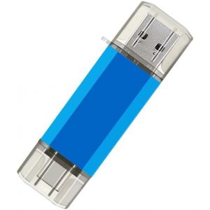 Lot de 2 clés USB C de 64 Go double flash de type C + clé USB A 2 en 1 pour stockage et sauvegarde (2 x 64 Go, noir et bleu) - Neuf