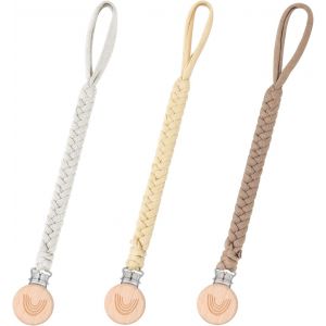 Attache Sucette B&eacute;b&eacute;,3 Pcs Gar&ccedil;ons Et Filles Attache T&eacute;tine Sucette Cha&icirc;ne Coton,T&eacute;tine En Bois Adaptateur De Sucette,Clip Attache,Cha&icirc;ne De Sucette,3+ Mois En Coton B&eacute;b&eacute; Attache (3 Couleurs).[H111] - Neuf