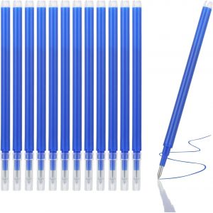 [12 Pi&egrave;ces] - Mines De Rechange Effa&ccedil;ables Pour Stylos &Agrave; Gel, &Eacute;criture Agr&eacute;able Et Longue Dur&eacute;e, Compatible Avec Stylos Effa&ccedil;ables, Stylo Gomme Bleu, 0,7mm, Bleu - Neuf