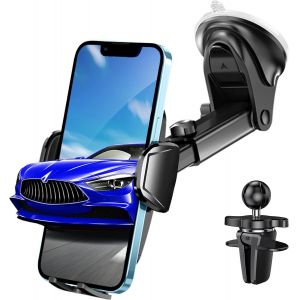 KALANKA-Support Telephone Voiture, Universel 3 en 1 Porte Telephone Voiture Ventouse pour Tableau de Bord & Pare-Brise & Ventilateur, Super Stable Telephone Voiture pour 3.7-7"" Smartphones - Neuf