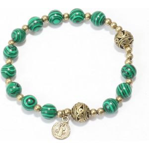Eryi-Store Bracelet Chapelet En Perles De Pierre De Avec Séparateurs En Métal Et Médaille Catholique - Bijou De Poignet Durable Et Élégant - Neuf