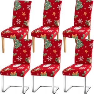 6 Pack de No&euml;l Housses de chaises de Restaurants, de Polyester R&eacute;tractable Restaurant Housses de Chaise, Amovible et Lavable, Adapt&eacute; pour les Restaurants, H&ocirc;tels, D&eacute;corations d'Arbre de No&euml;l - Neuf
