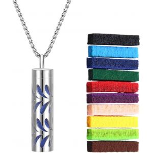 Kal-Collier D'huiles Essentielles Pour Femme, Pendentif D'aromathérapie En Acier Inoxydable Avec 10 Éponges, Bijoux D'huiles Essentielles, Cadeau D'aromathérapie Pour Homme Et Femme - Neuf