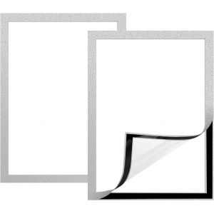 2pcs Cadre Magnétique Auto-adhésif, Cadre Magnétique, Argent Cadre Affichage, Cadre Magnétique Autocollant, Autocollant de Fermeture magnétique pour Documents, Photos (30 x 20) - Neuf
