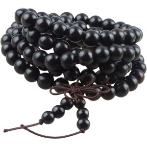 Eryi-Mala Bracelet Perlé Unisexe, Élastique Protection Collier Bouddhiste De 108 Perles En Bois Avec N?ud Chinois 25 - Neuf