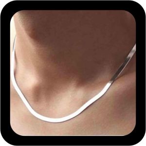Kal-Punk Snake Chain Collier Or Herringbone Collier Vintage Chaîne Plate Collier Flexible Serpent Os Collier Chaîne Bijoux Pour Femmes Et Filles - Neuf
