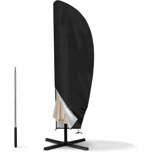 Housse De Parasol Pour Ext&eacute;rieur, Imperm&eacute;able, Coupe-Vent, Anti-Uv, R&eacute;sistant Aux D&eacute;chirures, Avec Fermeture &Eacute;clair, Grande Housse De Parasol En Porte-&Agrave;-Faux 205 X 25/57/48 Cm&iquest;Noir - Neuf