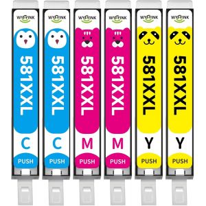 CLI-581 XXL Cartouches d'encre Compatible pour Canon 581 XXL pour Canon Pixma TR7650 TS8350 TS8150 TS6250 TS6150 TS9550 TS6250 TS8150 TR8550 TR7550 (2C/2M/2Y,6-Pack) - Neuf