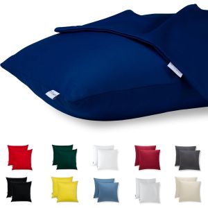 Cauc-Housse Coussin 35x35 Coton Satin Premium Lot De 2 Taie D'oreiller Pour Coussins Canap&eacute;/Lit Tissu Super Doux Resistant Et Lavable Hypoallerg&eacute;nique Anti-Acariens Avec Fermeture &Eacute;clair Invisible - Neuf