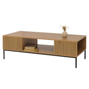 Table basse HWC-O39, table de salon table d'appoint, m&eacute;lamine MDF 39x120x60cmnaturel - Neuf
