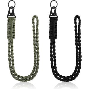 CHECARZHN--NO1-2 Pièces Porte Badge Tour De Cou,Cordon Tour De Cou Porte Badge Cordons Avec Mousqueton En Paracorde Lanière Tressée Lanyard Strap Neck Pour Clés Téléphone Portable Appareils Photo Ver - Neuf